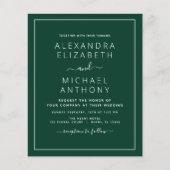 Budget Emerald Green Wedding Invitation Flyer (Voorkant)