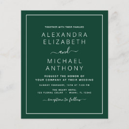 Budget Emerald Green Wedding Invitation Flyer