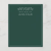 Budget Emerald Green Wedding Invitation Flyer (Achterkant)