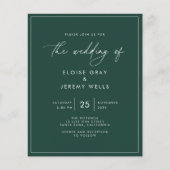 Budget Emerald Green Wedding Invitation Flyer (Voorkant)