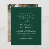 Budget Emerald Green Wedding met Fotouitnodiging (Voorkant / Achterkant)
