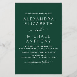 Budget Emerald Green Wedding met Fotouitnodiging