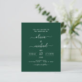 Budget Emerald Green Wedding met Fotouitnodiging (Staand voorkant)
