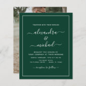 Budget Emerald Green Wedding met Fotouitnodiging (Voorkant / Achterkant)