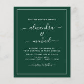 Budget Emerald Green Wedding met Fotouitnodiging (Voorkant)