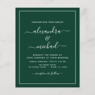 Budget Emerald Green Wedding met Fotouitnodiging