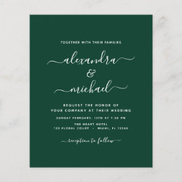 Budget Emerald Green Wedding met Fotouitnodiging Flyer