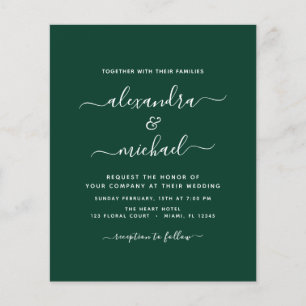 Budget Emerald Green Wedding met Fotouitnodiging Flyer