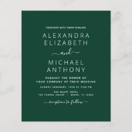 Budget Emerald Green Wedding met Fotouitnodiging Flyer