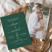 Budget Emerald Green Wedding met Fotouitnodiging Flyer