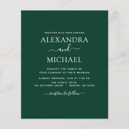 Budget Emerald Green Wedding met Fotouitnodiging Flyer