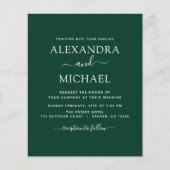 Budget Emerald Green Wedding Modern Typografie (Voorkant)