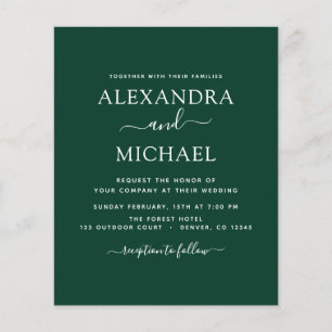 Budget Emerald Green Wedding Modern Typografie