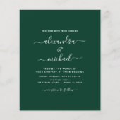 Budget Emerald Green Wedding Modern Typografie (Voorkant)