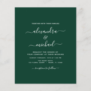 Budget Emerald Green Wedding Modern Typografie