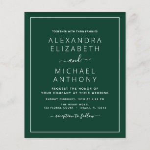 Budget Emerald Green Wedding Modern Typografie
