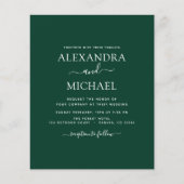Budget Emerald Green Wedding Modern Typografie Flyer (Voorkant)