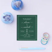 Budget Emerald Green Wedding Modern Typography Fly Flyer (Enkel)
