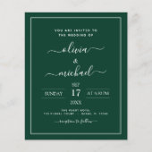 Budget Emerald Green Wedding Modern Typography Fly Flyer (Voorkant)