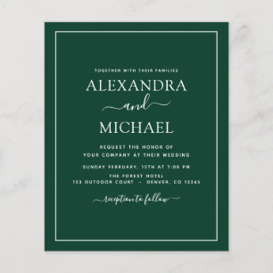 Budget Emerald Green Wedding Modern Typography Fly Flyer