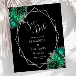 Budget Emerald Green Zilver Bloemen Zwart Trouwen