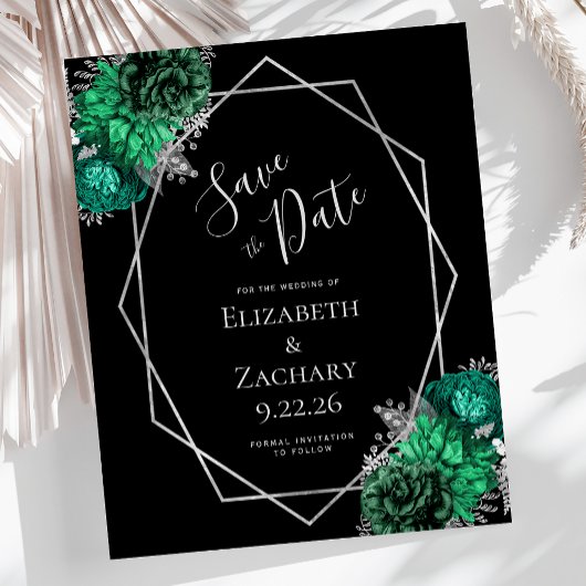 Budget Emerald Green Zilver Bloemen Zwart Trouwen