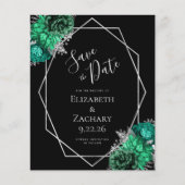 Budget Emerald Green Zilver Bloemen Zwart Trouwen (Voorkant)