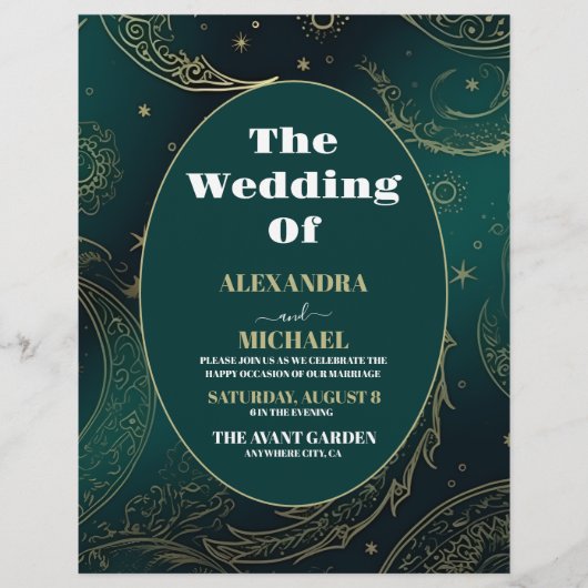 Budget Emerald Groen Goud Hemelse Bruiloft Flyer (Voorkant)
