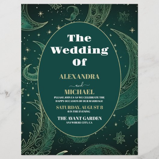 Budget Emerald Groen Goud Hemelse Bruiloft Flyer (Voorkant)