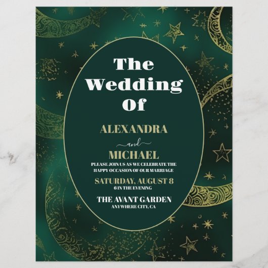 Budget Emerald Groen Goud Hemelse Bruiloft Flyer (Voorkant)
