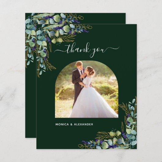 Budget emerald groene foto bruiloft bedankt (Voorkant / Achterkant)