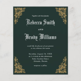 Budget Emerald  Lace Wedding Uitnodiging