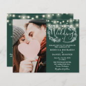Budget Emerald Lights Foto Bruiloft Details Uitnod (Voorkant / Achterkant)