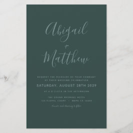 Budget Emerald Modern Photo Wedding Invitation