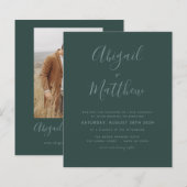Budget Emerald Modern Photo Wedding Invitation (Voorkant / Achterkant)