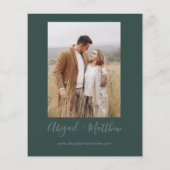 Budget Emerald Modern Photo Wedding Invitation (Achterkant)