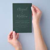 Budget Emerald Modern Photo Wedding Invitation Flyer (Hand)