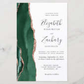 Budget Emerald Rose Gold Agate QR Code Wedding (Voorkant)