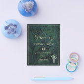 BUDGET EmeraldGreen Gold Gypsophila Wedding INVITE Flyer (Enkel)