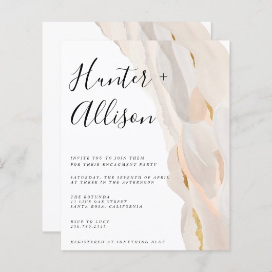 Budget Engagement Party Invitation Flyer (Voorkant / Achterkant)