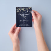 Budget Engagement Party Navy Rustic Wood Invite Flyer (Hand)