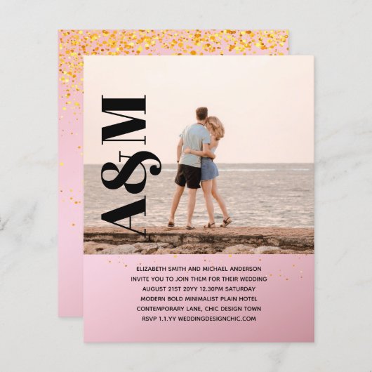 BUDGET Engagement Party - Uitnodigingfoto - BOLD T (Voorkant / Achterkant)