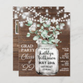 BUDGET Eucalyptus 3 Foto Afstuderen Uitnodiging (Voorkant / Achterkant)