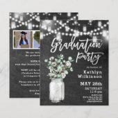 BUDGET Eucalyptus 3 Foto Afstuderen Uitnodiging (Voorkant / Achterkant)