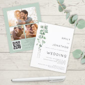 Budget Eucalyptus 3 Foto's QR Code Wedding Uitnodi