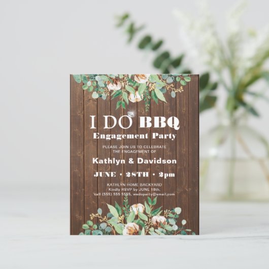 BUDGET Eucalyptus 4 Foto Verloving Uitnodiging (Staand voorkant)