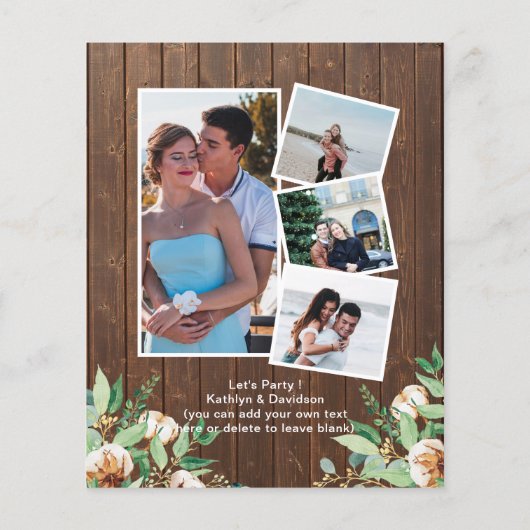 BUDGET Eucalyptus 4 Foto Verloving Uitnodiging (Achterkant)