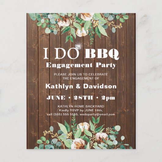 BUDGET Eucalyptus 4 Foto Verloving Uitnodiging (Voorkant)