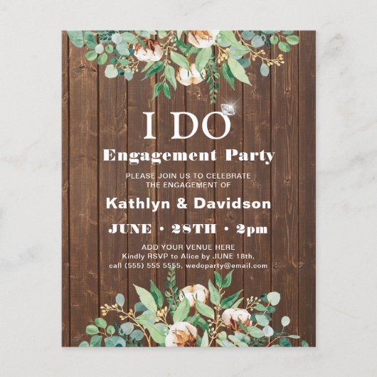 BUDGET Eucalyptus 4 Foto Verloving Uitnodiging (Voorkant)