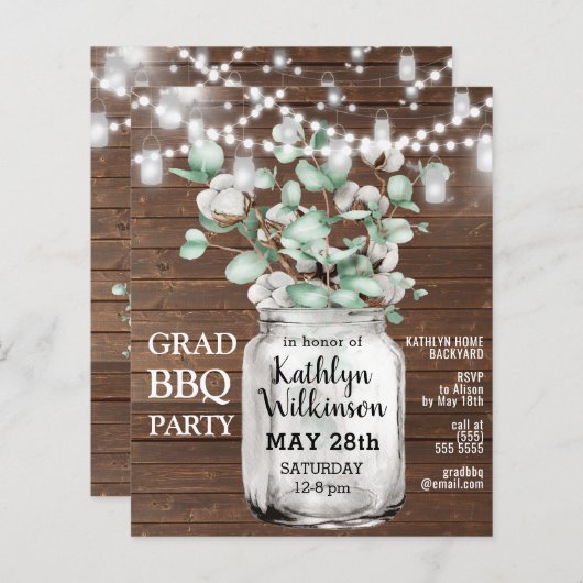 BUDGET Eucalyptus Afstuderen - Uitnodiging van de  (Voorkant / Achterkant)